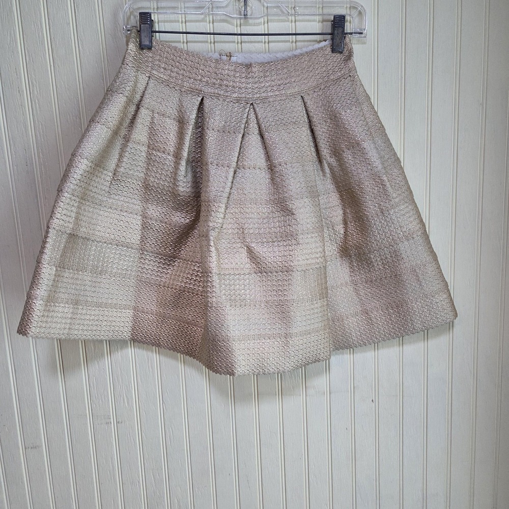 Freestyle Revolution Skirt Womens Large Gold Skater Short Knit Pleated Party